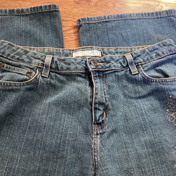 Geoffrey Beene  Metallic Gold Floral Design Boot Cut Stretch Jeans Sz 10S - Picture 3 of 6